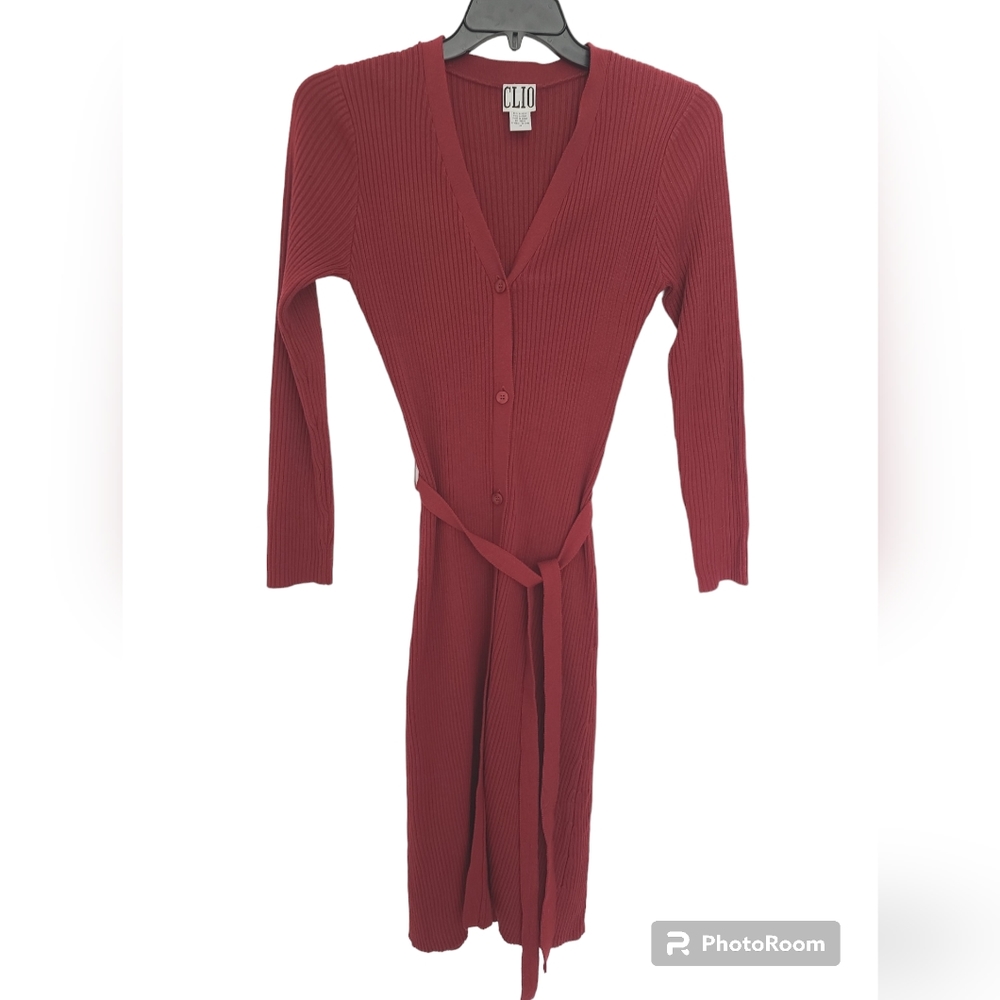 Vintage Clio Long Cardigan Red Size Medium